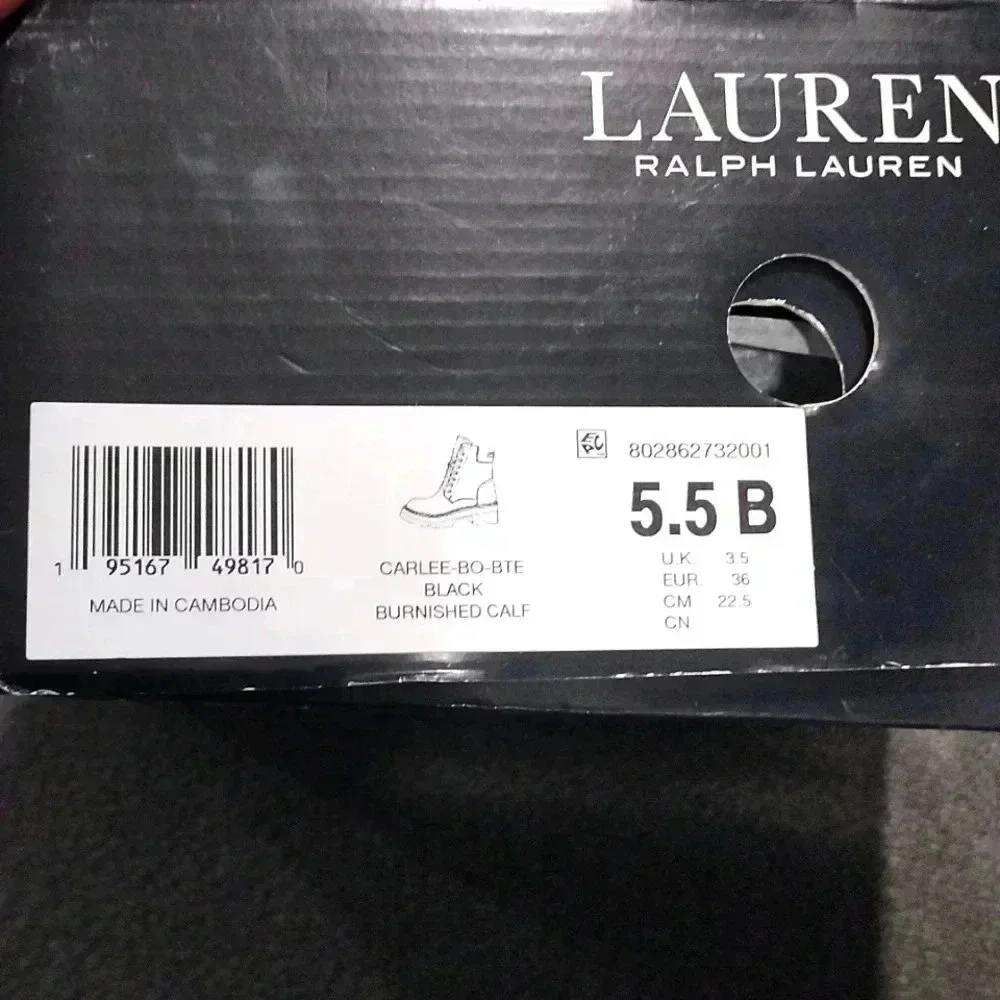 Lauren Ralph Lauren Women's Combat Boots Size 5.5 Black - Picture 6 of 6